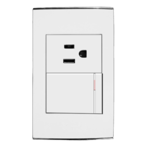 Toma con Tierra + Interruptor, 15A   125V,</br>KOB R7222WS