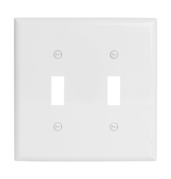 2-Gang Toggle Switch Wall Plate, Standard Size, Polycarbonate Thermoplastic