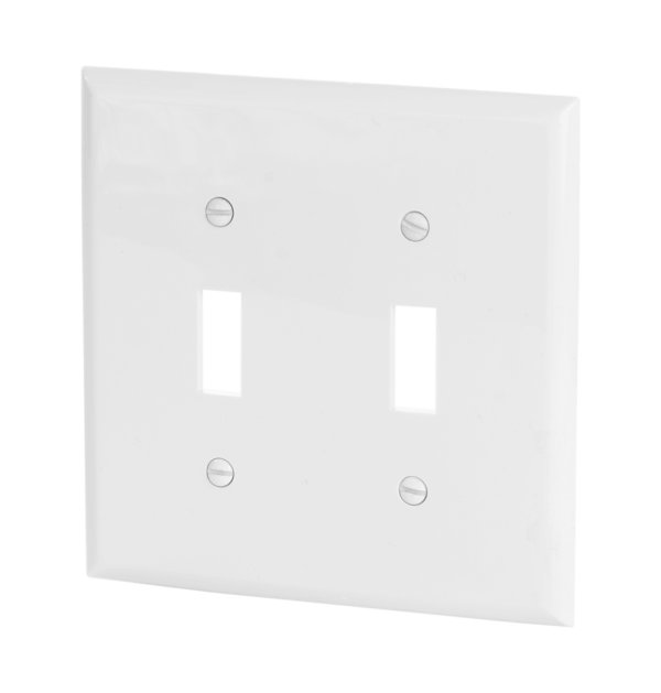 2-Gang Toggle Switch Wall Plate, Standard Size, Polycarbonate Thermoplastic - Image 3