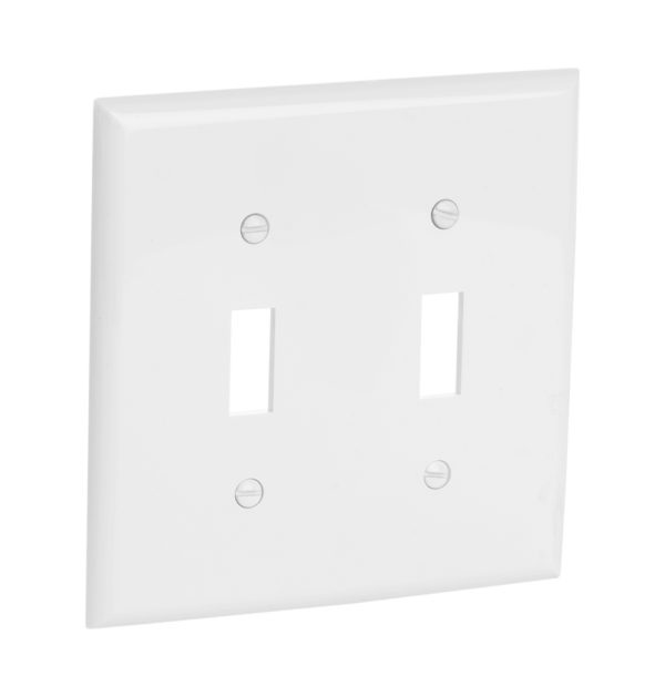2-Gang Toggle Switch Wall Plate, Standard Size, Polycarbonate Thermoplastic - Image 2