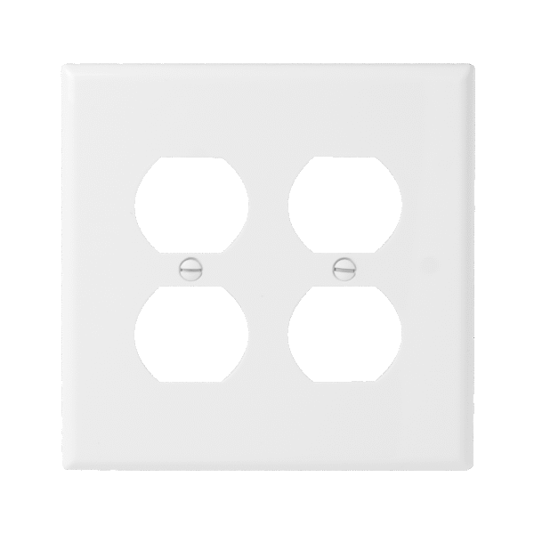 2-Gang Duplex Receptacle Wall Plate, Mid-Size, Polycarbonate Thermoplastic
