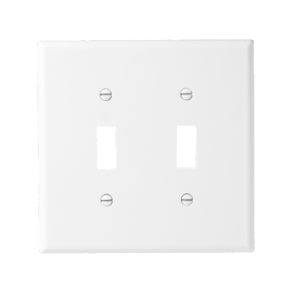 2-Gang Toggle Switch Wall Plate, Mid-Size, Polycarbonate Thermoplastic