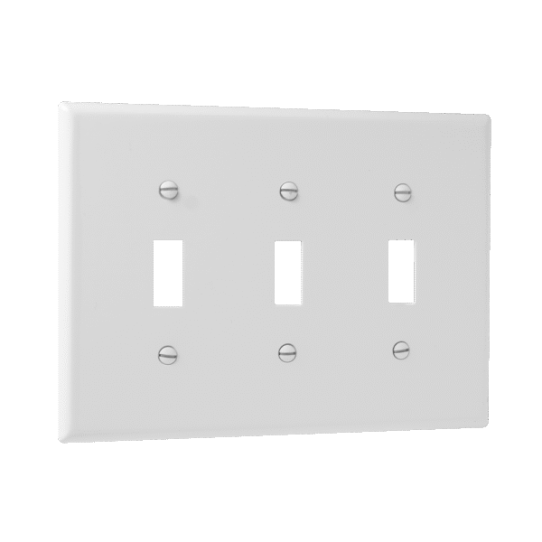 3-Gang Toggle Switch Wall Plate, Mid-Size, Polycarbonate Thermoplastic - Image 2