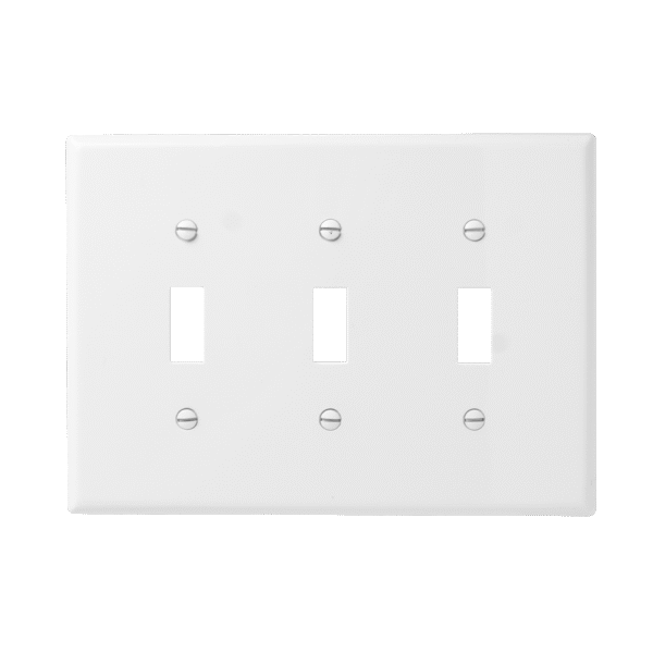 3-Gang Toggle Switch Wall Plate, Mid-Size, Polycarbonate Thermoplastic