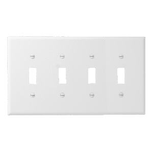 4-Gang Toggle Switch Wall Plate, Mid-Size, Polycarbonate Thermoplastic