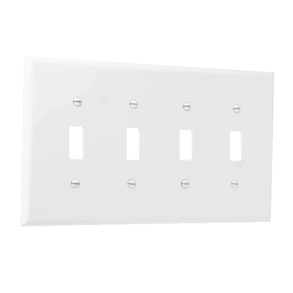 4-Gang Toggle Switch Wall Plate, Mid-Size, Polycarbonate Thermoplastic - Image 2