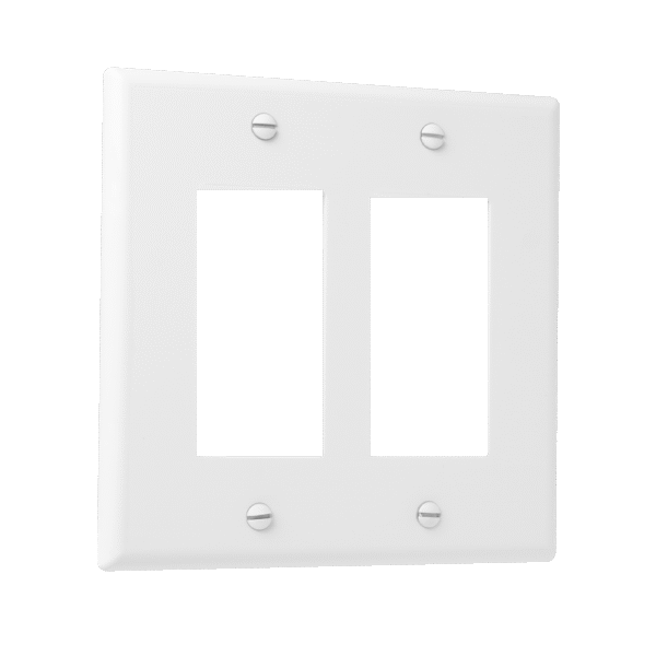 2-Gang Decorator Wall Plate, Mid-Size, Polycarbonate Thermoplastic - Image 2
