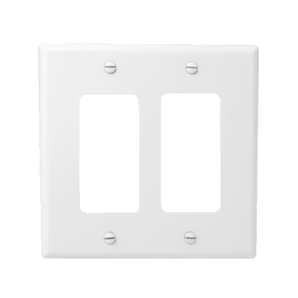 2-Gang Decorator Wall Plate, Mid-Size, Polycarbonate Thermoplastic