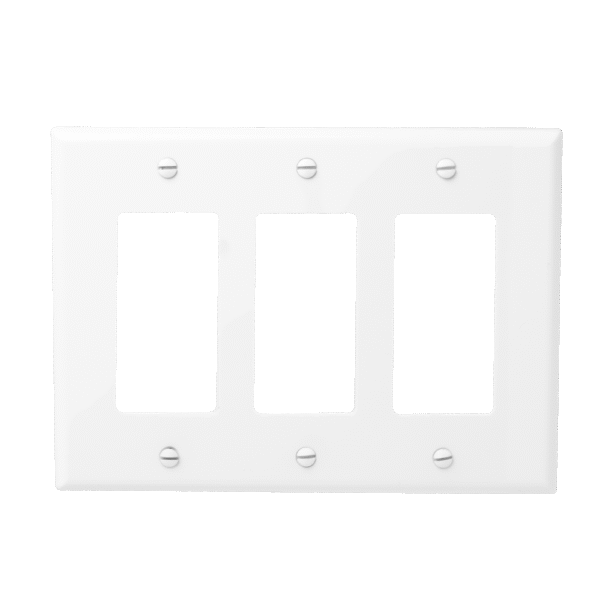 3-Gang Decorator Wall Plate, Mid-Size, Polycarbonate Thermoplastic