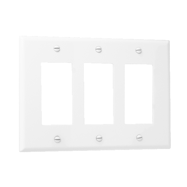 3-Gang Decorator Wall Plate, Mid-Size, Polycarbonate Thermoplastic - Image 2