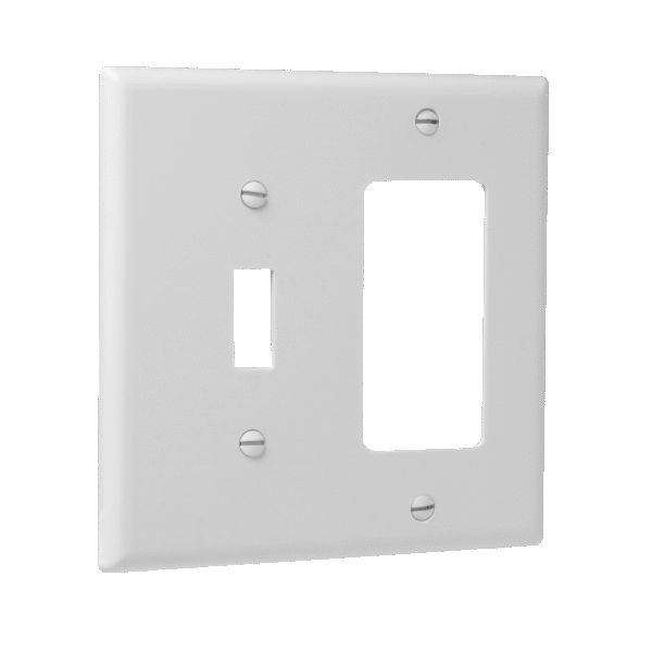 2-Gang Combination Wall Plate, 1 Toggle & 1 Decorator, Polycarbonate Thermoplastic - Image 2
