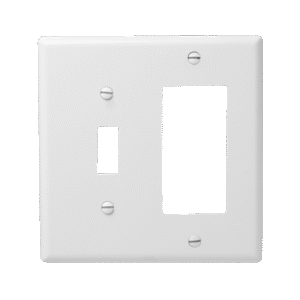 2-Gang Combination Wall Plate, 1 Toggle & 1 Decorator, Polycarbonate Thermoplastic