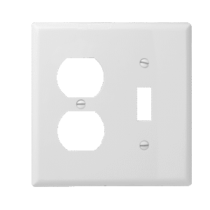 2-Gang Combination Wall Plate, 1 Toggle & 1 Duplex, Polycarbonate Thermoplastic