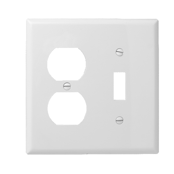 2-Gang Combination Wall Plate, 1 Toggle & 1 Duplex, Polycarbonate Thermoplastic