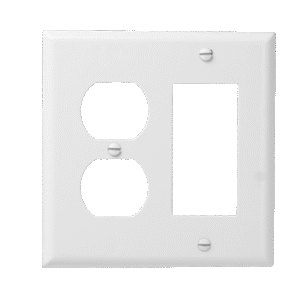 2-Gang Combination Wall Plate, 1 Decorator & 1 Duplex, Polycarbonate Thermoplastic