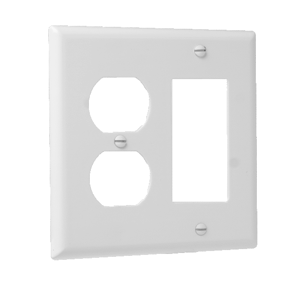 2-Gang Combination Wall Plate, 1 Decorator & 1 Duplex, Polycarbonate Thermoplastic - Image 2