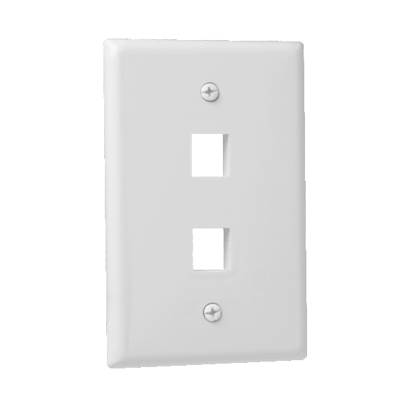 1-Gang 2-Port Multimedia Wall Plate, Mid-Size, Polycarbonate Thermoplastic - Image 2
