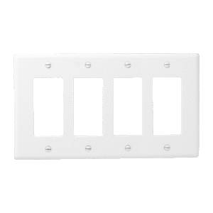4-Gang Decorator Wall Plate, Mid-Size, Polycarbonate Thermoplastic
