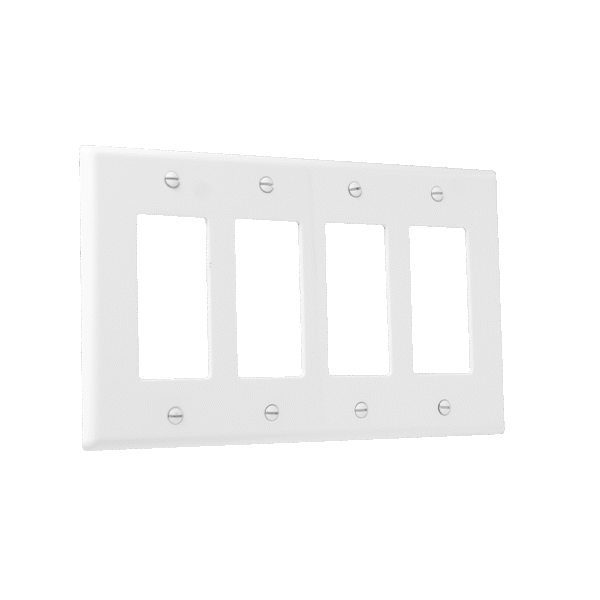 4-Gang Decorator Wall Plate, Mid-Size, Polycarbonate Thermoplastic - Image 2
