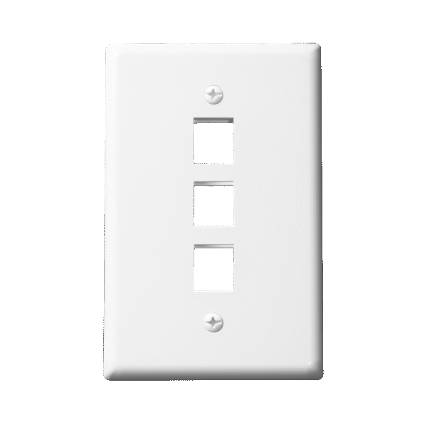 1-Gang 3-Port Multimedia Wall Plate, Mid-Size, Polycarbonate Thermoplastic