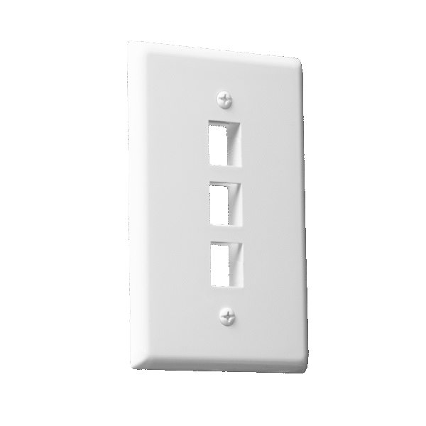 1-Gang 3-Port Multimedia Wall Plate, Mid-Size, Polycarbonate Thermoplastic - Image 2